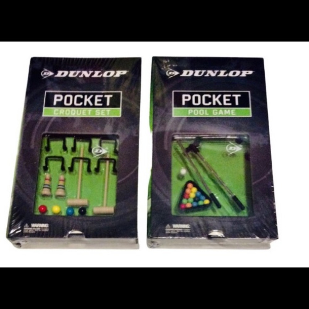 2 Compact Pocket Games Pool and Croquet by Dunlop